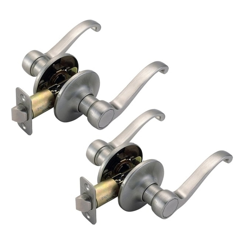 Bowery Hill Scroll Passage Brass Door Handle in Satin Nickel 2 Pack
