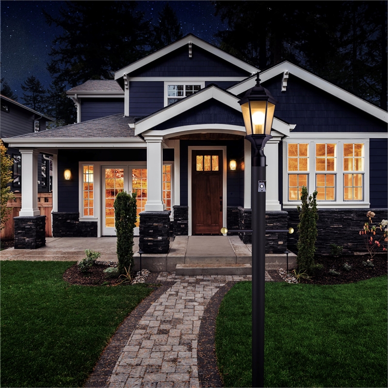 Bowery Hill Oak Creek Post Top Metal Outdoor Wall Lighting in Textured Black