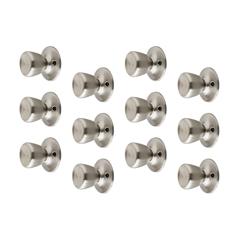 Bowery Hill Terrace 12-Pack Brass Dummy Door Knob in Satin Nickel