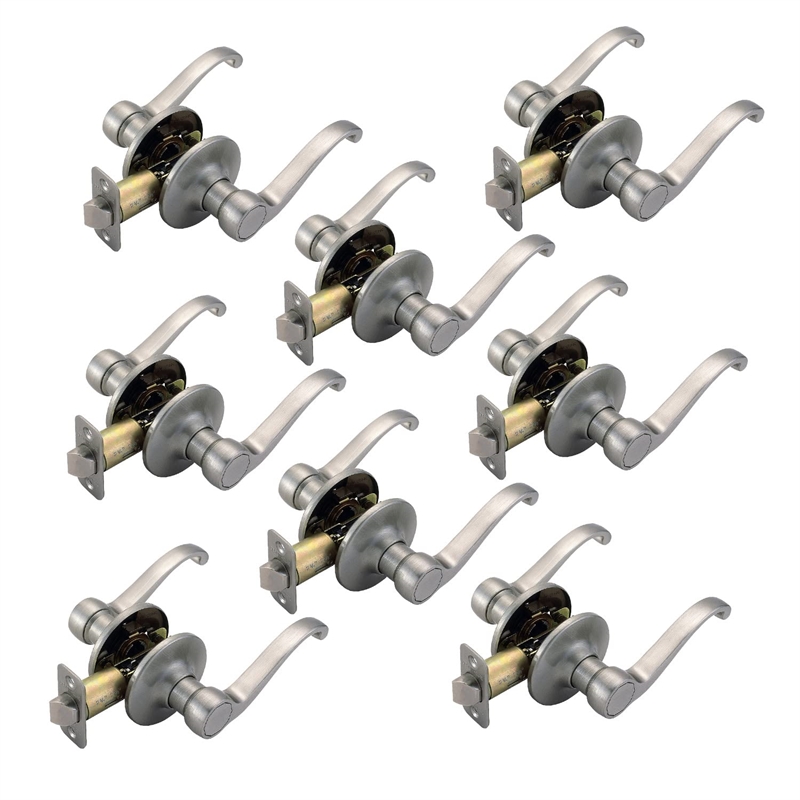 Bowery Hill Scroll 8-Pack Brass Passage Door Handle in Satin Nickel