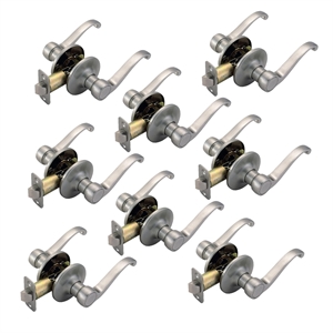Bowery Hill Scroll 8-Pack Brass Passage Door Handle in Satin Nickel