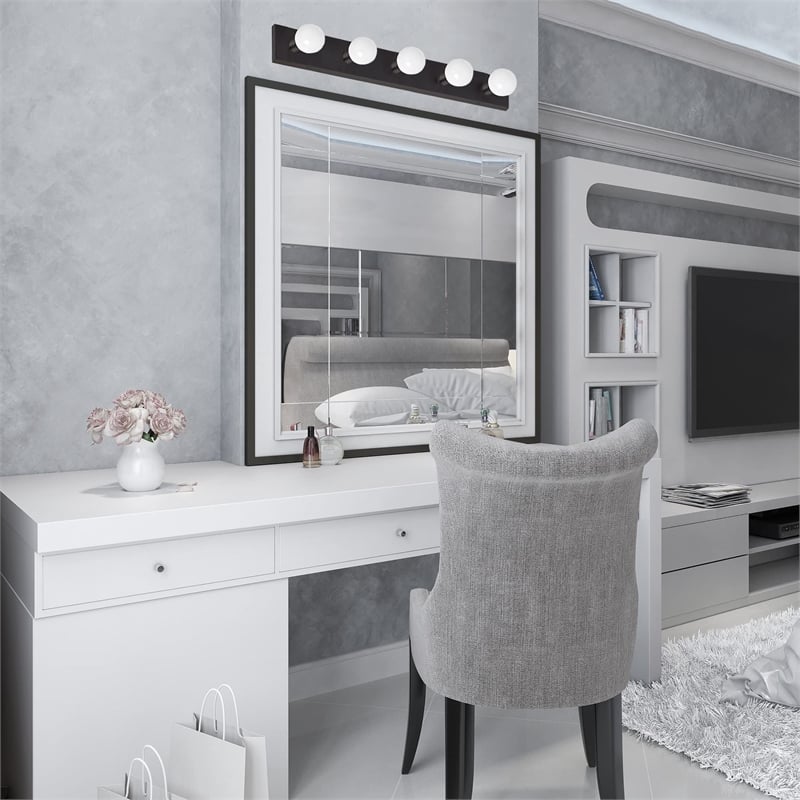 Bowery Hill 5-Light Modern Metal Vanity Light in Matte Black