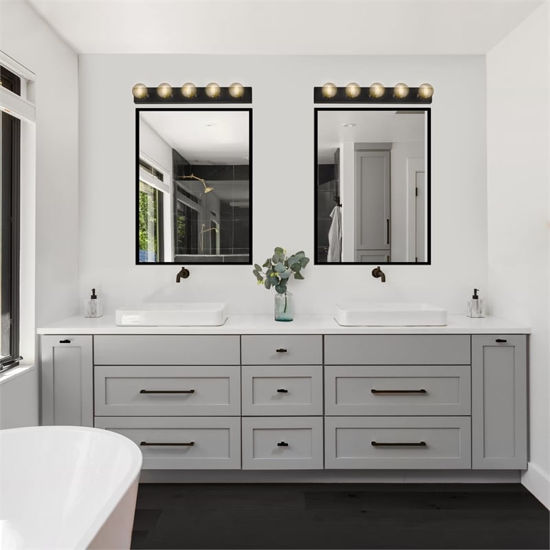 Bowery Hill 5-Light Modern Metal Vanity Light in Matte Black