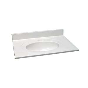 Bowery Hill 31x22&quot Cultured Marble Single Bowl Vanity Top in Solid White