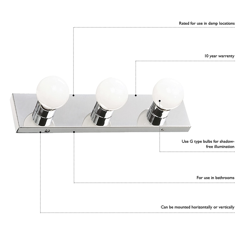 Bowery Hill Modern Steel Vanity Light in Polished Chrome 6-Light