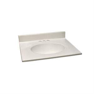 Bowery Hill Marble Single Bowl Vanity Top Solid Ivory Swirl 25Inch