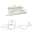 Bowery Hill Marble Single Bowl Vanity Top Solid Ivory Swirl 25Inch