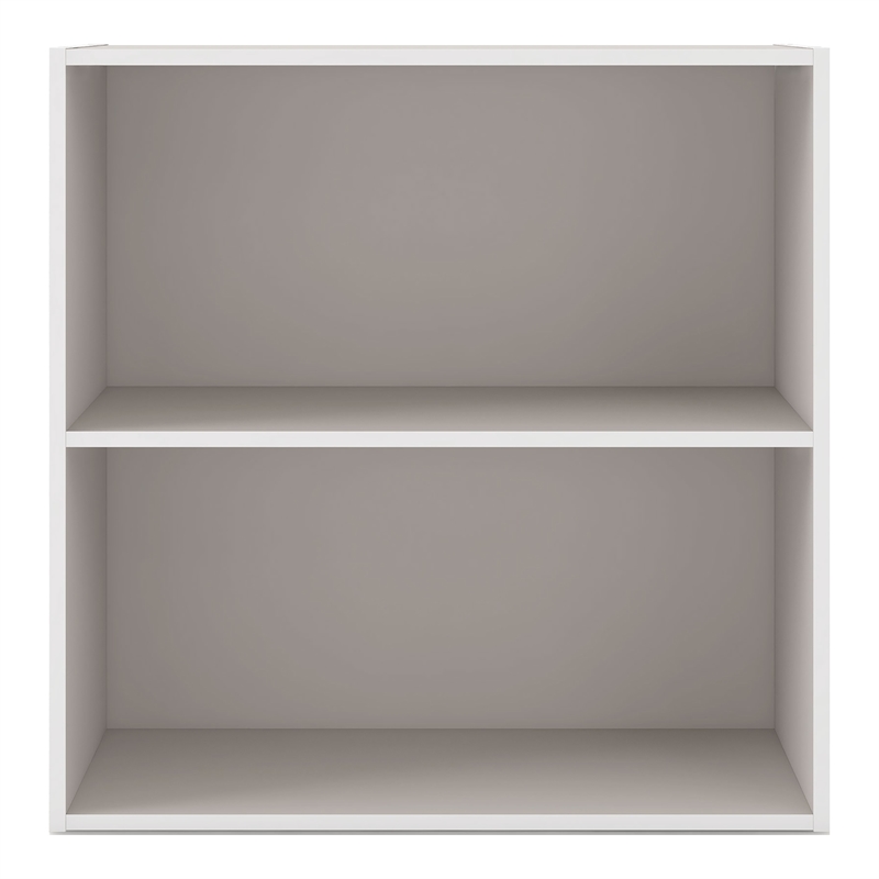 Bowery Hill Contemporary Stackable Wood 2-Shelf Bookcase in Gray