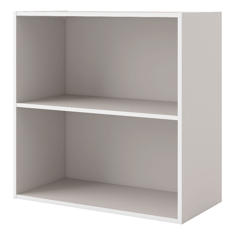 Bowery Hill Contemporary Stackable Wood 2-Shelf Bookcase in Gray