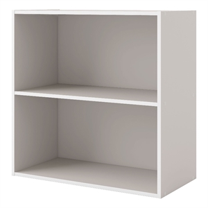 Bowery Hill Contemporary Stackable Wood 2-Shelf Bookcase in Gray