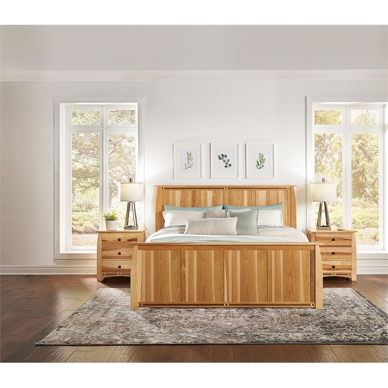 Bowery Hill Contemporary Solid Wood Queen Panel Headboard in Natural