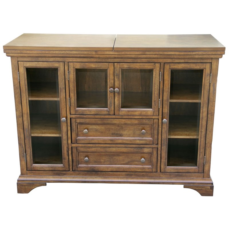 Bowery Hill Solid Wood Flip-Top Sideboard Server in Rustic Whiskey