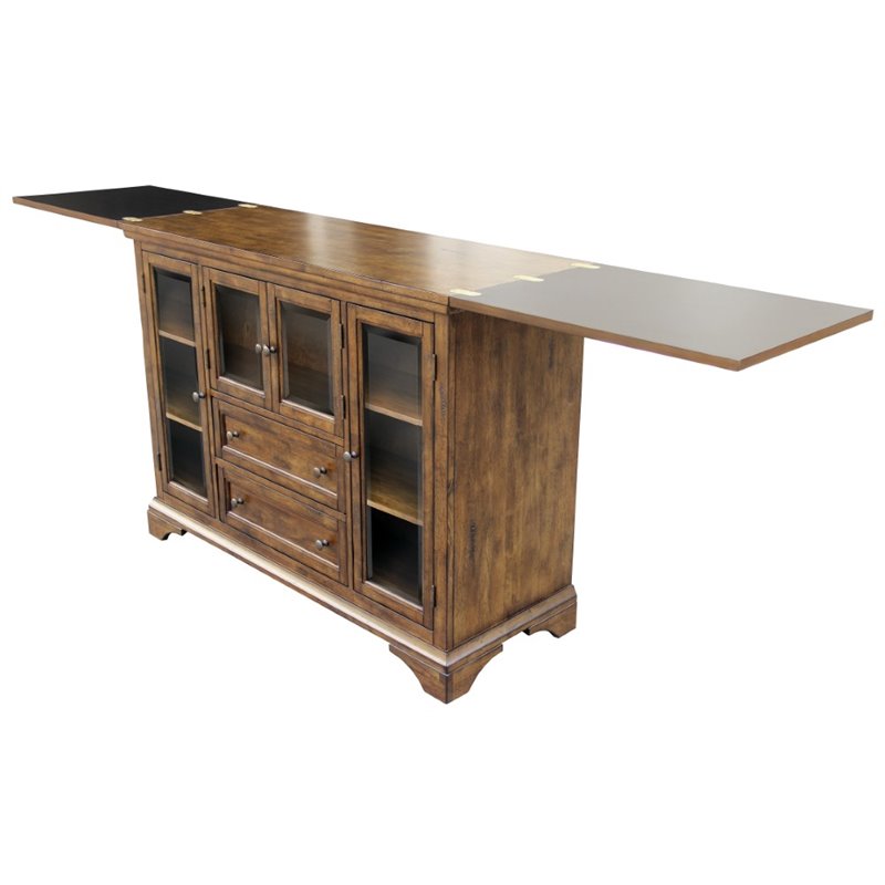 Bowery Hill Solid Wood Flip-Top Sideboard Server in Rustic Whiskey