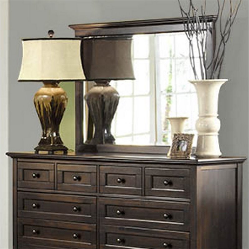 Bowery Hill Transitional Solid Wood Framed Master Mirror in Cherry Brown
