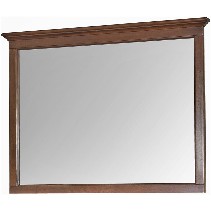 Bowery Hill Transitional Solid Wood Framed Master Mirror in Cherry Brown