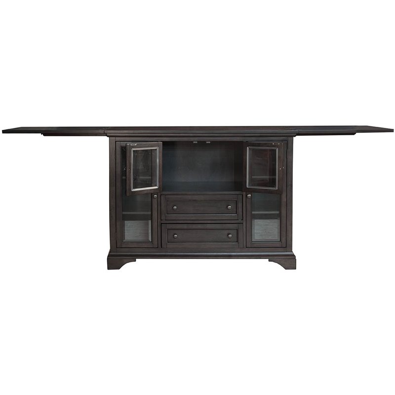 Bowery Hill Contemporary Solid Wood Flip-Top Server in Warm Gray