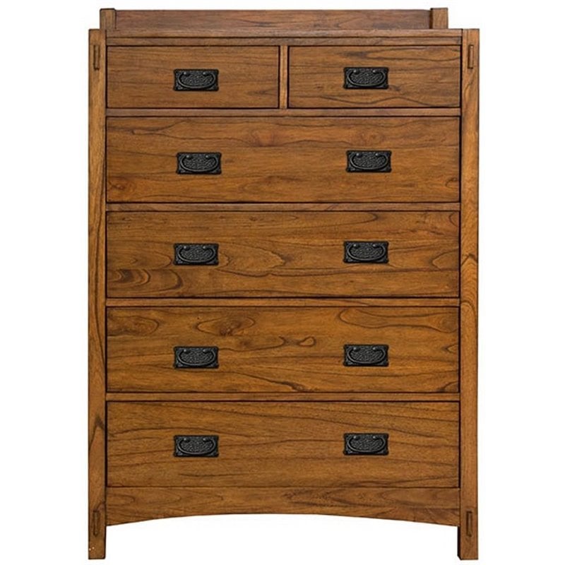 Bowery Hill Contemporary Solid Wood 6-Drawer Chest in Harvest