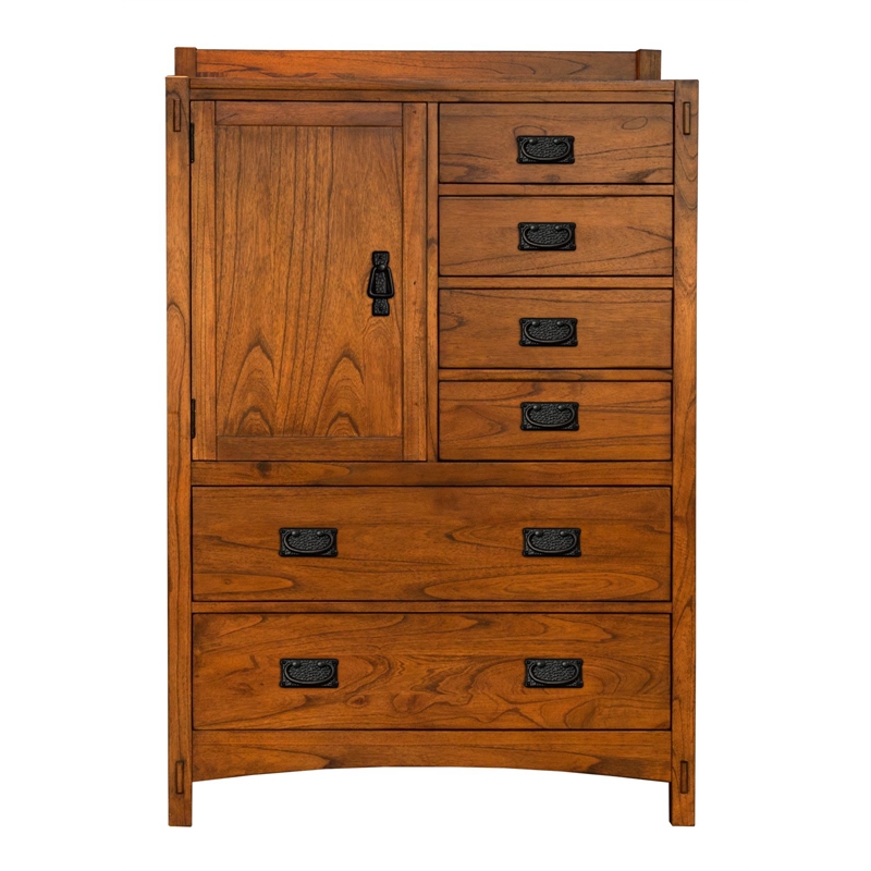 Bowery Hill 1-Door Contemporary Solid Mindi Wood Chest in Harvest Brown