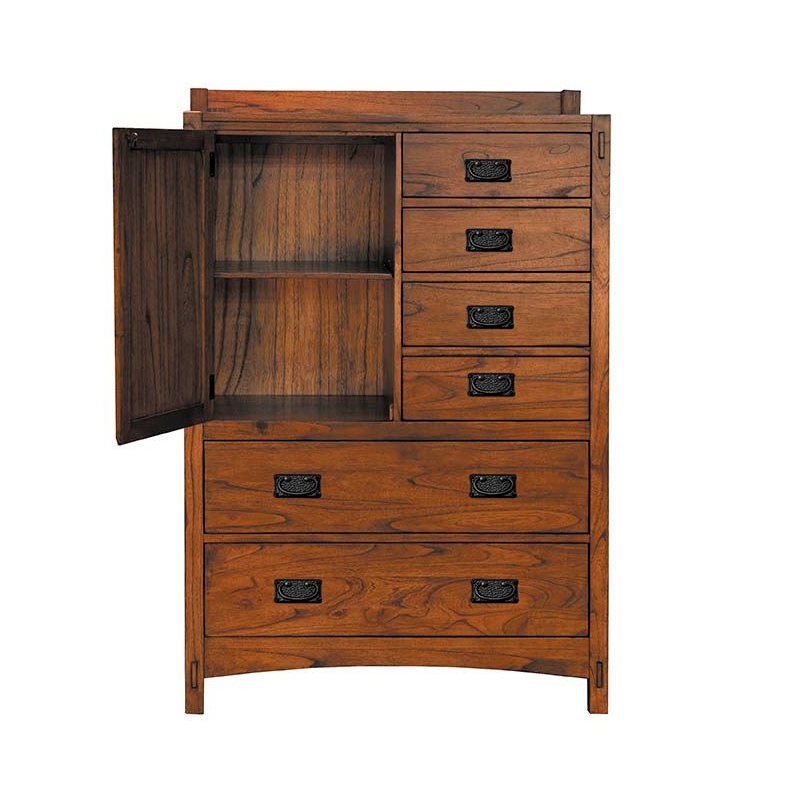 Bowery Hill 1-Door Contemporary Solid Mindi Wood Chest in Harvest Brown