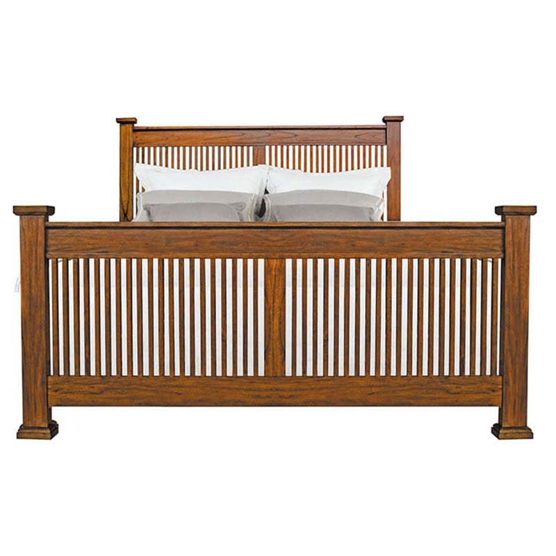 Bowery Hill Contemporary Solid Wood King Slat Bed in Harvest