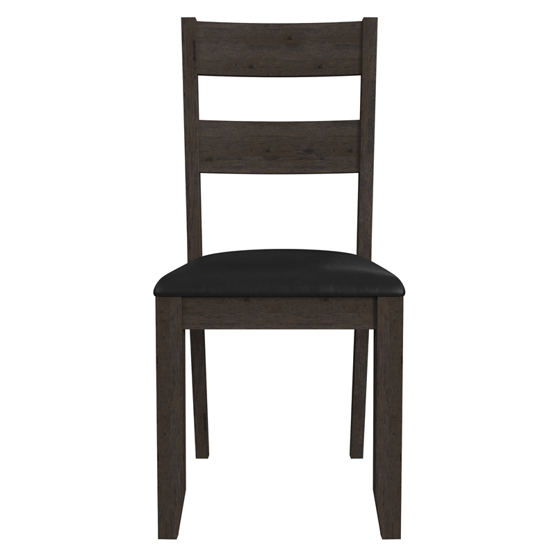 Bowery Hill Faux Leather Ladderback Dining Chair in Warm Gray (Set of 2)