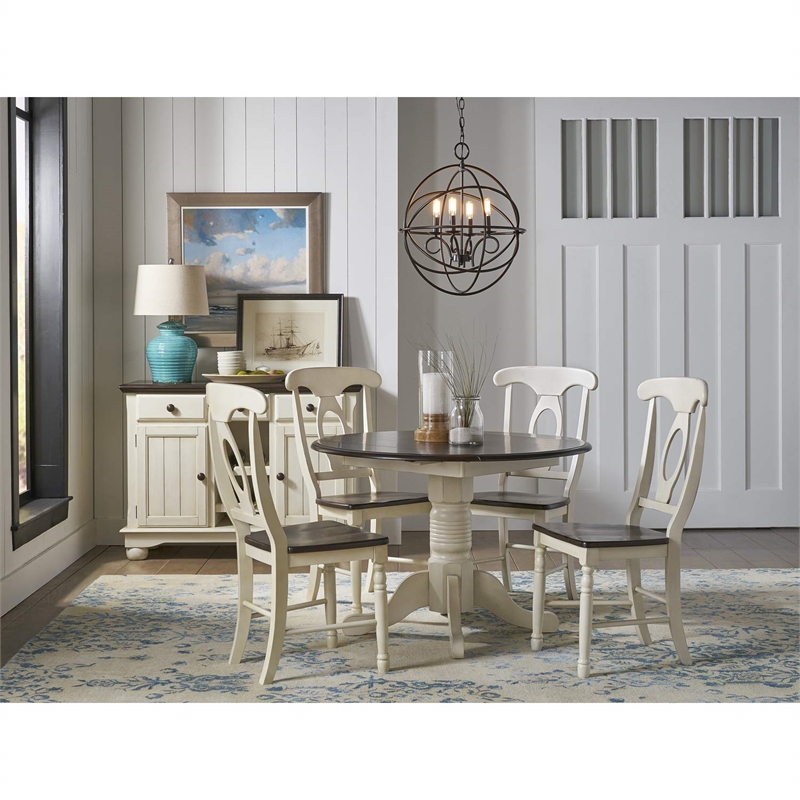 Bowery Hill Contemporary Dining Side Chair in Chalk and Cocoa (Set of 2)
