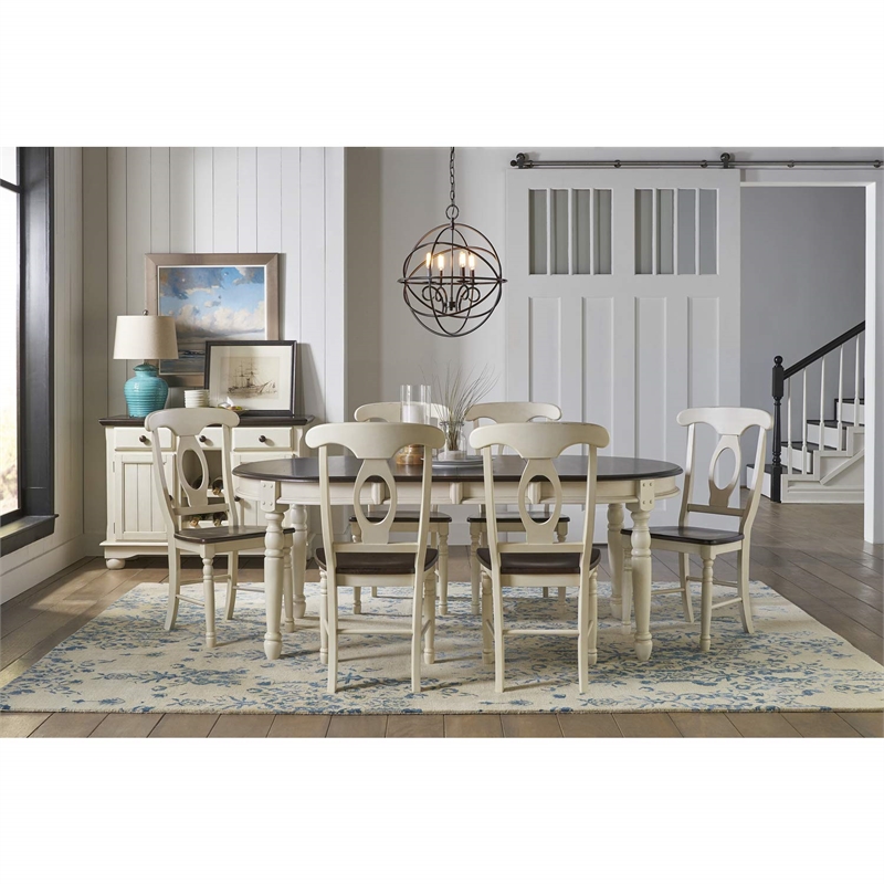 Bowery Hill Contemporary Dining Side Chair in Chalk and Cocoa (Set of 2)