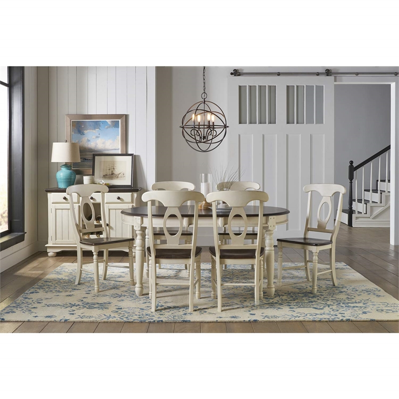 Bowery Hill Contemporary Dining Side Chair in Chalk and Cocoa (Set of 2)