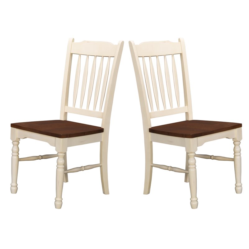 Bowery Hill Slatback Dining Side Chair in Buttermilk (Set of 2)