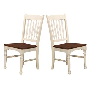 Bowery Hill Slatback Dining Side Chair in Buttermilk (Set of 2)