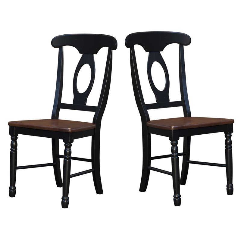 Bowery Hill Contemporary Dining Side Chair in Oak and Black (Set of 2)