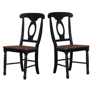 Bowery Hill Contemporary Dining Side Chair in Oak and Black (Set of 2)