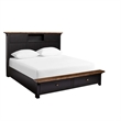 Bowery Hill Transitional Solid Wood King Panel Storage Bed in Black