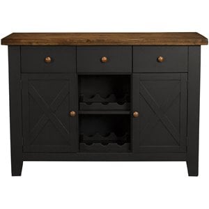 Bowery Hill 2 Door 52&quot Solid Wood Server Wine Rack Server in Black