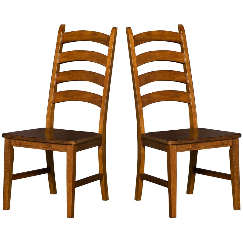 Bowery Hill Ladderback Dining Side Chair in Rustic Amber (Set of 2)