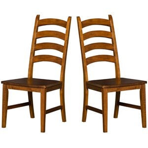 Bowery Hill Ladderback Dining Side Chair in Rustic Amber (Set of 2)