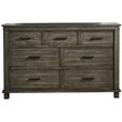 Bowery Hill 7 Drawer Transitional Solid Wood Dresser in Gray Stone