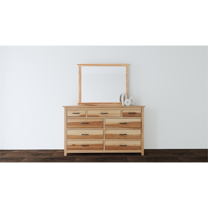 Bowery Hill Transitional Solid Wood Mirror in Natural Hickory
