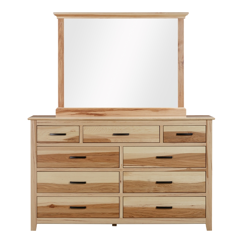Bowery Hill Transitional Solid Wood Mirror in Natural Hickory