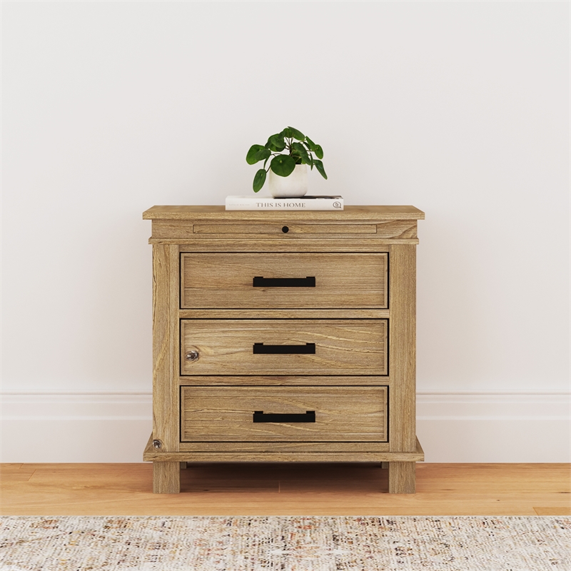 Bowery Hill Transitional Wood Nightstand in Distressed Natural