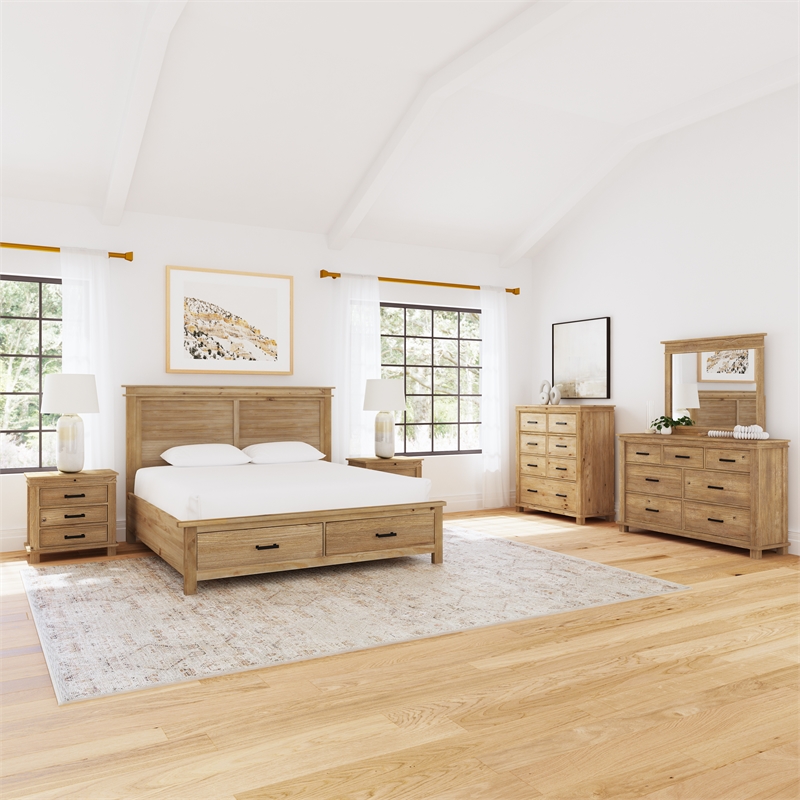 Bowery Hill Transitional Wood Nightstand in Distressed Natural