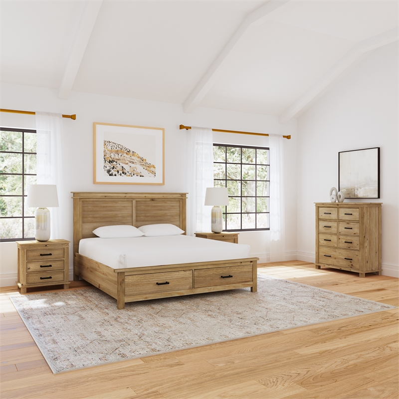 Bowery Hill Transitional Wood Nightstand in Distressed Natural