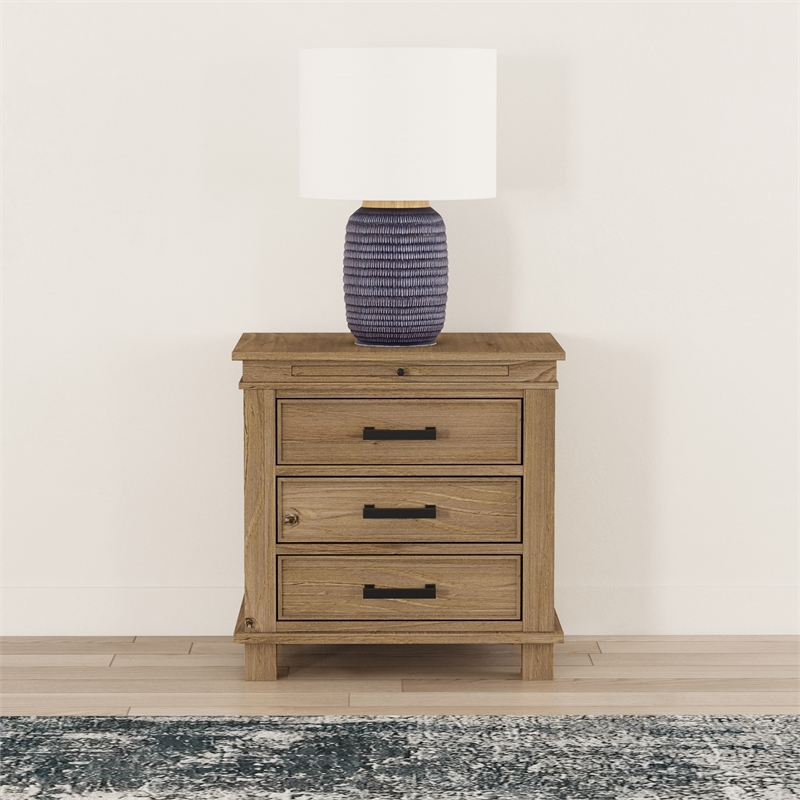 Bowery Hill Transitional Wood Nightstand in Distressed Natural