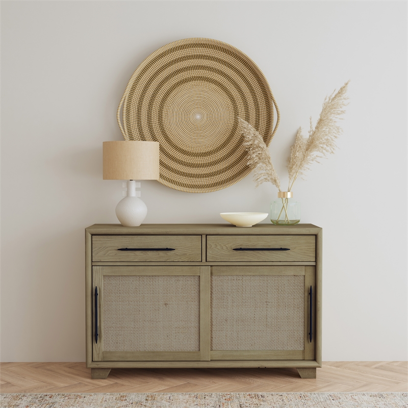 Bowery Hill Mid-Century Solid Ash Wood Server in Dark Caramel