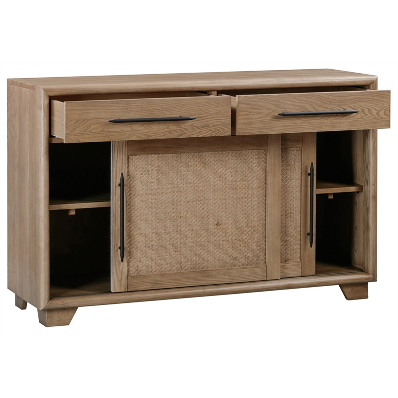 Bowery Hill Mid-Century Solid Ash Wood Server in Dark Caramel