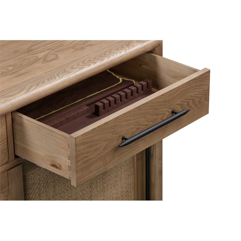 Bowery Hill Mid-Century Solid Ash Wood Server in Dark Caramel