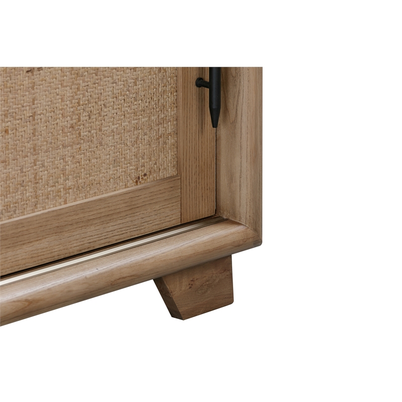 Bowery Hill Mid-Century Solid Ash Wood Server in Dark Caramel