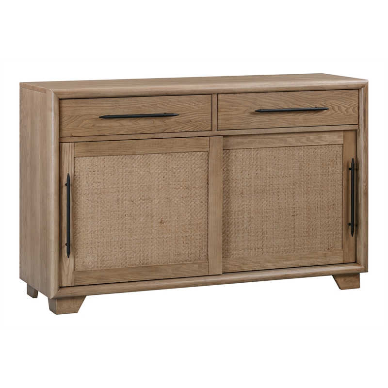 Bowery Hill Mid-Century Solid Ash Wood Server in Dark Caramel