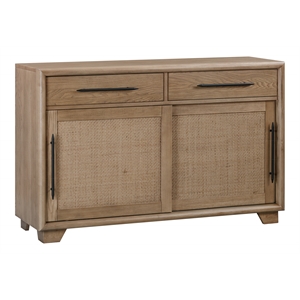 Bowery Hill Mid-Century Solid Ash Wood Server in Dark Caramel