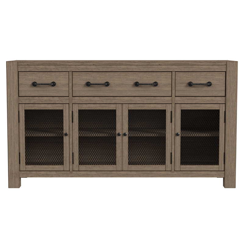 Bowery Hill Contemporary Mahogany Wood Server in Dark Taupe/Black